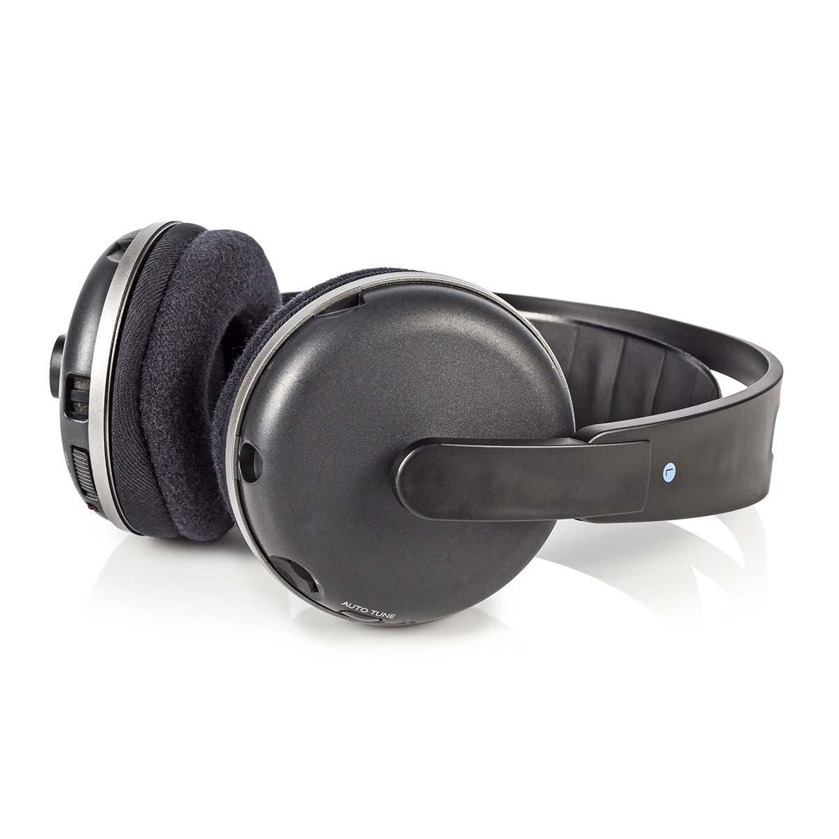 Nedis Wireless TV Headphones | RF | Over-Ear | Maximum battery play time: 11 hrs | 100 m | Digital Audio | Charging dock | Black / Silver