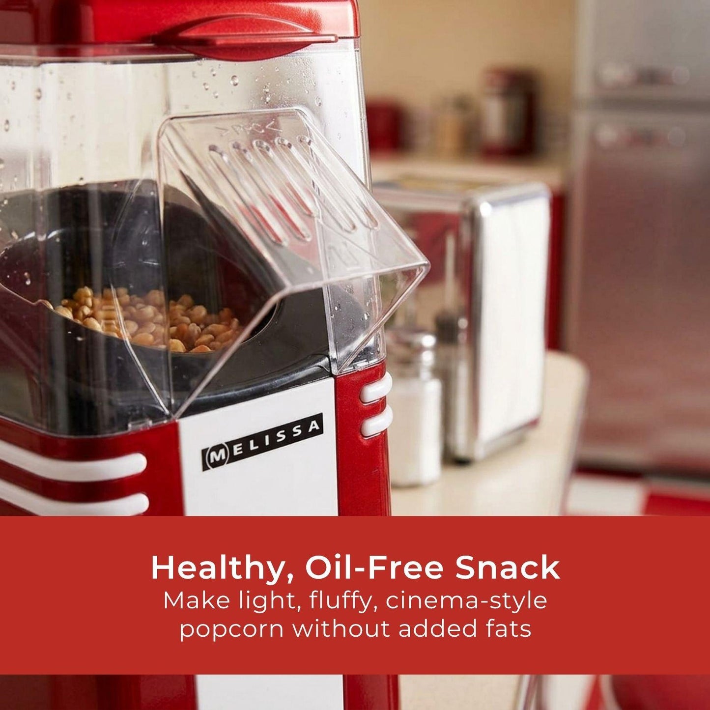 MELISSA Popcorn Maker | 60 g | 1200 W | 2–4 min | Hot Air | Red/White