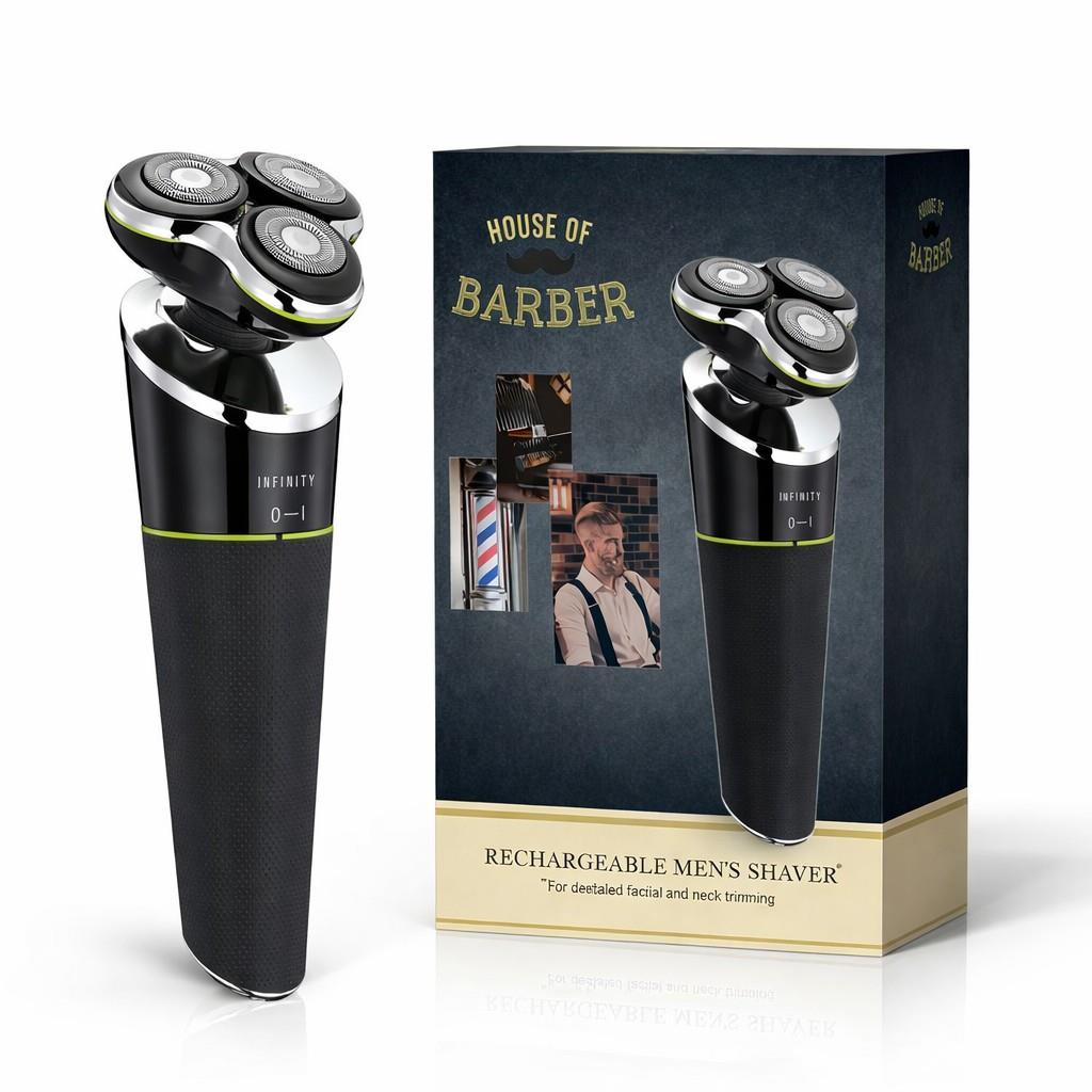 MELISSA Rechargable Electric Razor for Men | 3 Head | Charge Holder | 60 Min Run-Time | Black