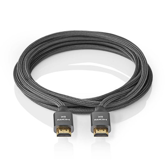Nedis Ultra High Speed HDMI™ Cable | HDMI™ Connector | HDMI™ Connector | 8K@60Hz | 48 Gbps | 3.00 m | Round | 6.7 mm | Gun Metal Grey | Cover Box