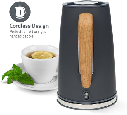 Nedis Electric Kettle | 1.7 l | Soft-Touch | Grey | Rotatable 360 degrees | Concealed heating element | Strix® controller | Boil-dry protection