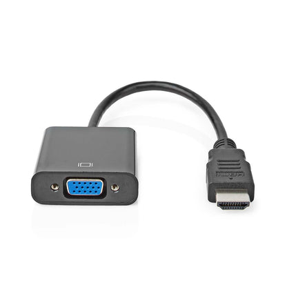 Nedis HDMI™ Adapter | HDMI™ Connector | VGA Female / 3.5 mm Female | Nickel Plated | Straight | PVC | Black | 1 pcs | Box | 17.081.151