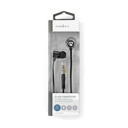 Nedis Wired Earphones | 3.5 mm | Cable length: 1.20 m | Built-in microphone | Volume control | Black / Silver