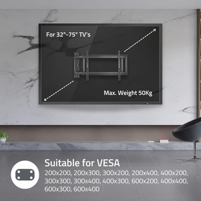 Nedis Motorised TV Wall Mount | 32 - 75 " | Maximum supported screen weight: 50 kg | Rotatable | Minimum wall distance: 56 mm | Remote controlled | ABS / Steel | Black