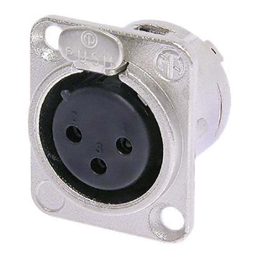Neutrik NTR-NC3FP-1 | 3 pole female receptacle, solder contacts, Nickel housing, silver contacts