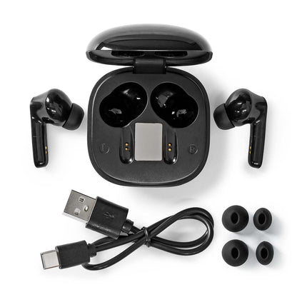 Nedis Fully Wireless Earphones | Bluetooth® | Maximum battery play time: 5 hrs | Touch Control | Charging case | Built-in microphone | Voice control support | Noise canceling | Black