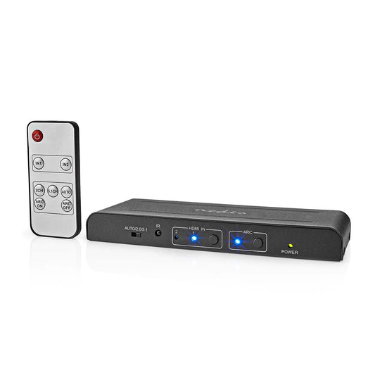 Nedis HDMI™ Extractor | 2x HDMI™ Input | TosLink Female / 1x HDMI™ Output / 2x RCA / 3.5 mm | Maximum resolution: 4K@60Hz | 18 Gbps | Metal | Anthracite | Box