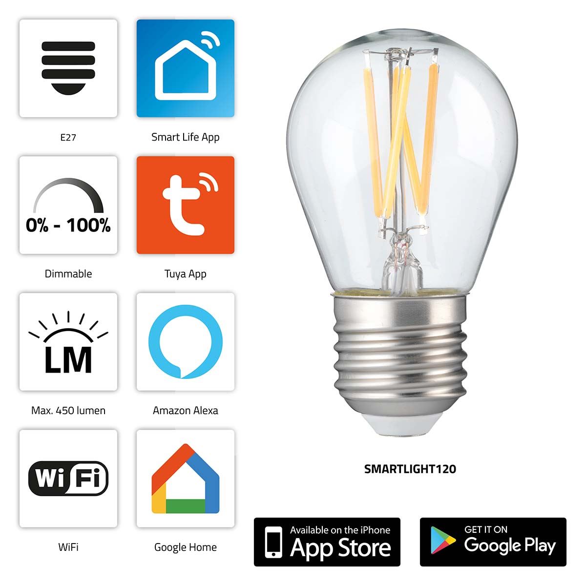 Alecto E27 Smart filament LED Bulb  with Wi-Fi