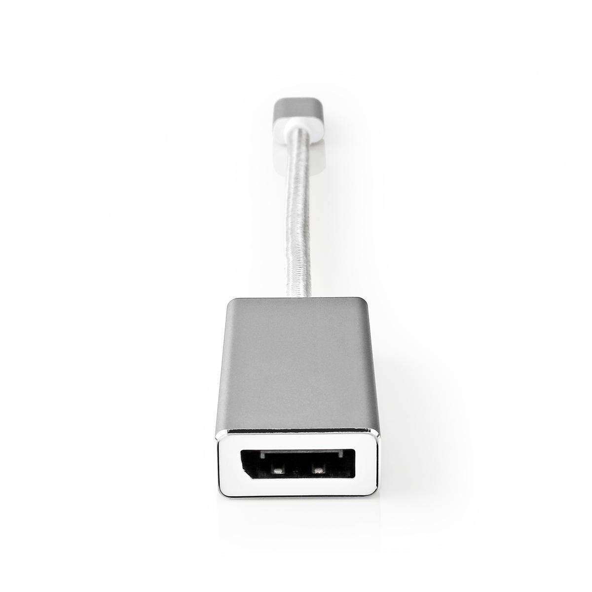 Nedis USB-C™ Adapter | USB 3.2 Gen 1 | USB-C™ Male | DisplayPort Female | 0.20 m | Round | Gold Plated | Braided / Nylon | Silver | Cover Window Box