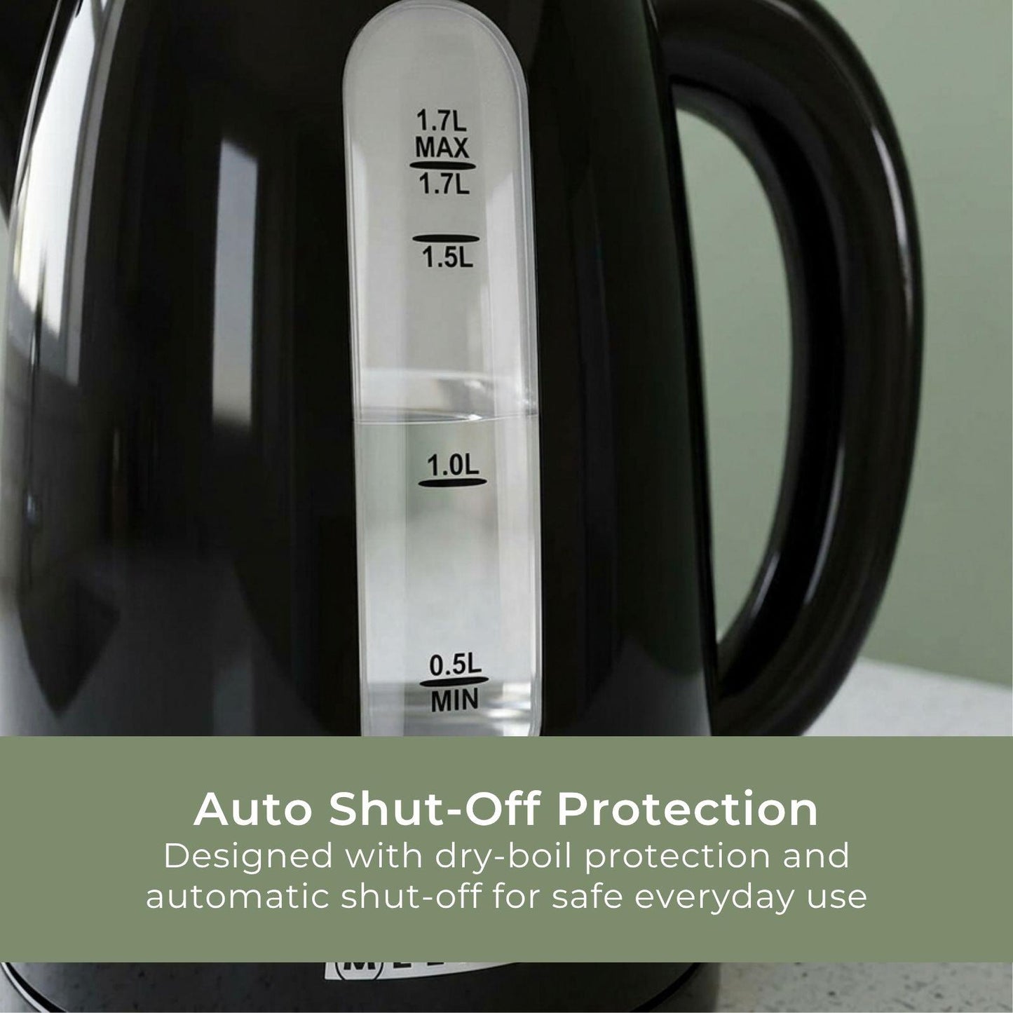 MELISSA Electric Kettle 1.7 l | Plastic | Black | Rotatable 360 degrees | Concealed heating element | Boil-dry protection