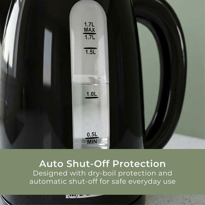 MELISSA Electric Kettle 1.7 l | Plastic | Black | Rotatable 360 degrees | Concealed heating element | Boil-dry protection