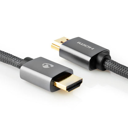 Nedis High Speed HDMI™ Cable with Ethernet | HDMI™ Connector | HDMI™ Connector | 4K@60Hz | ARC | 18 Gbps | 2.00 m | Round | Cotton | Grey / Gun Metal Grey | Cover Window Box