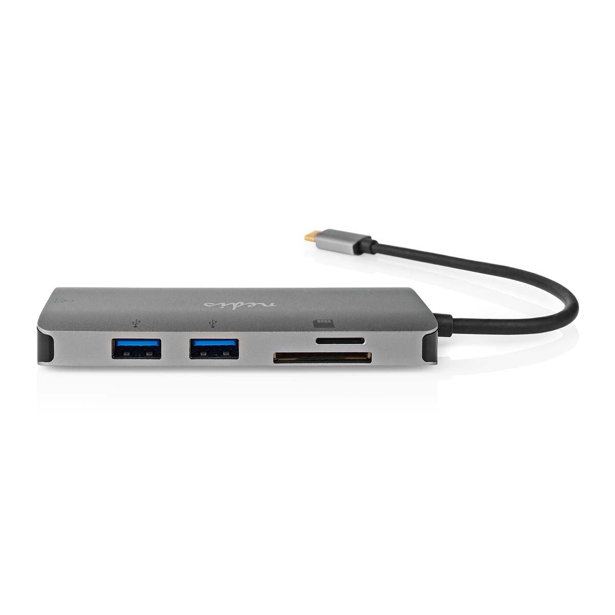 Nedis USB Multi-Port Adapter | USB 3.2 Gen 1 | USB-C™ Male | HDMI™ Output / Micro SD / RJ45 Female / SD / USB-C™ Female / 3x USB-A Female | 5 Gbps | 0.20 m | Round | Gold Plated | PVC | Anthracite | Box