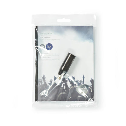 Nedis COTP15930BK | XLR Adapter | XLR 3-Pin Male | RCA Female | Nickel Plated | Straight | Metal | Black | 1 pcs | Polybag
