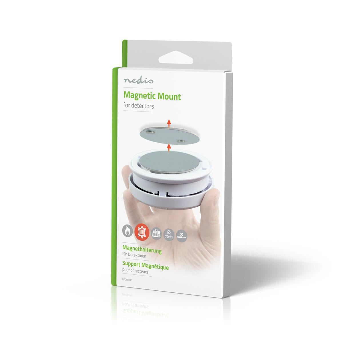 Nedis Detector Mount | Diameter: 70 mm | Magnetic | Adhesive Tape | Silver
