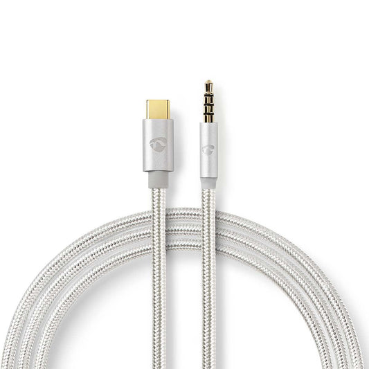 Nedis USB-C™ Adapter | USB 2.0 | USB-C™ Male | 3.5 mm Male | 1.00 m | Round | Gold Plated | Braided / Nylon | Aluminium | Cover Window Box
