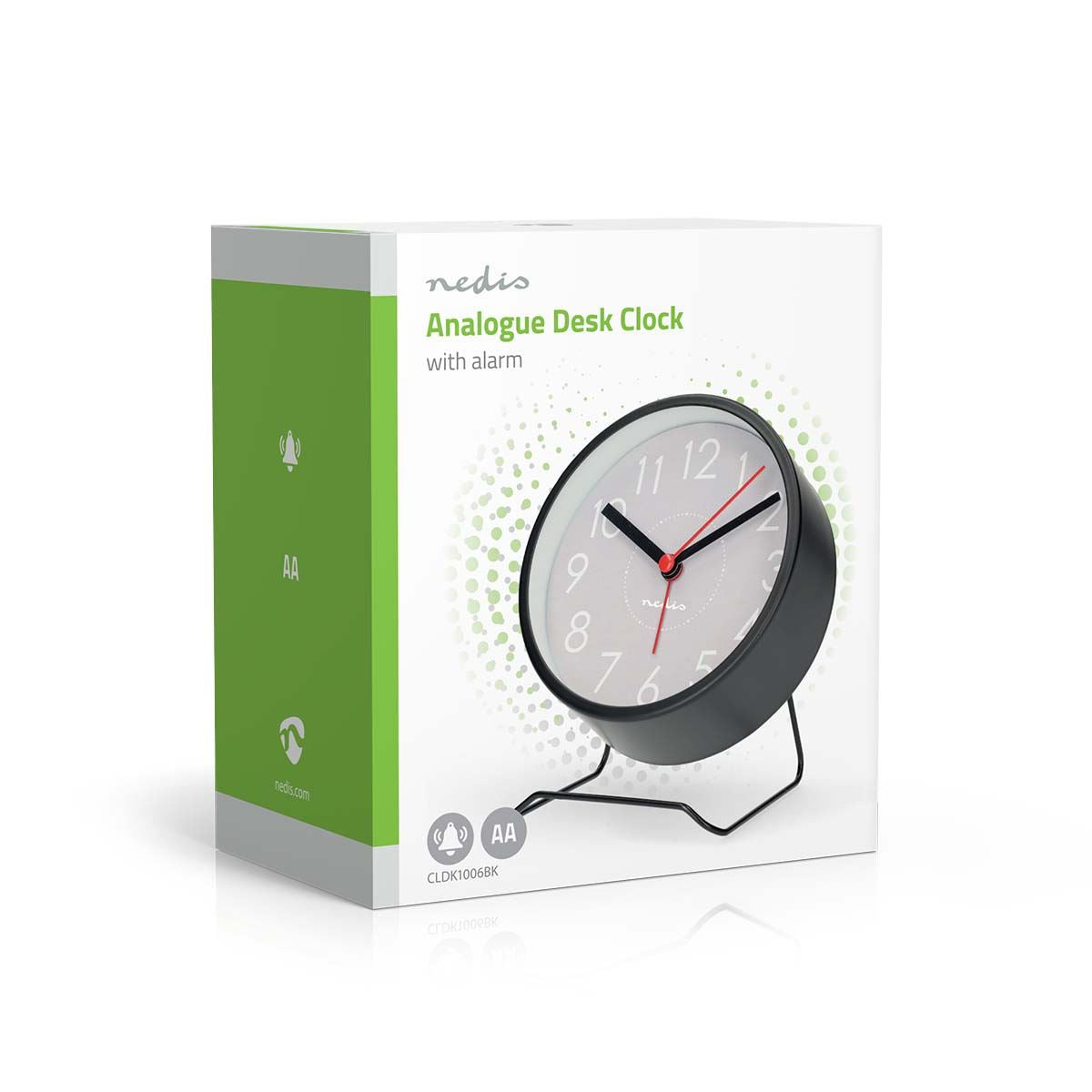Nedis Analogue Desk Alarm Clock | Snooze function | Silent clockwork | Black