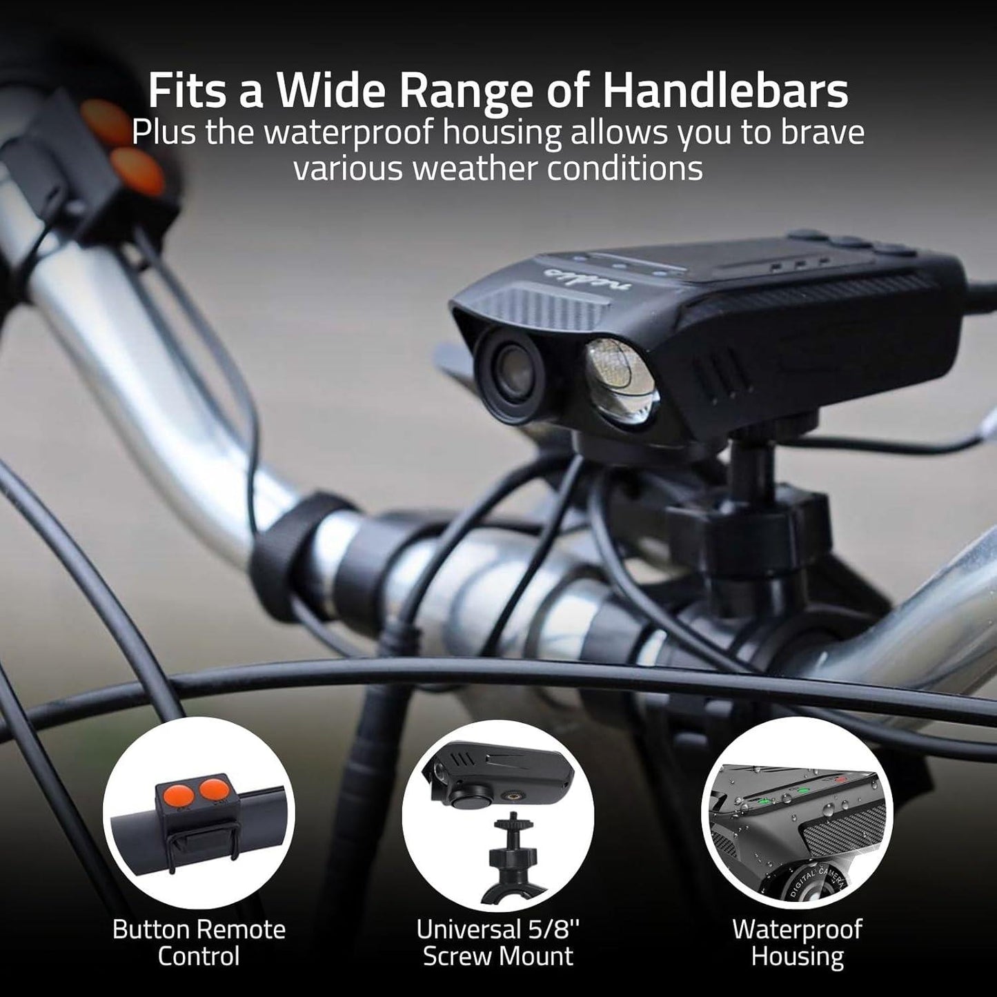 Nedis Cycling Camera | 1080p@30fps | 2 MPixel | 600 min | 70 ° | 300 min | Mounts included | Black