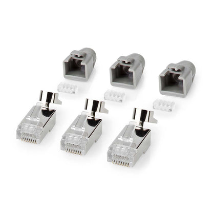 Nedis RJ45 Connector | RJ45 Pass Through | Solid/Stranded FTP CAT7 | Straight | Gold Plated | 10 pcs | PVC | Black / Grey / White | Box