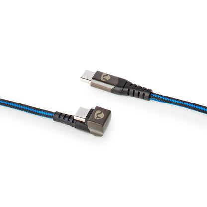 Nedis USB Cable | USB 2.0 | USB-C™ Male | USB-C™ Male | 480 Mbps | Gold Plated | 2.00 m | Round | Braided / Nylon | Black / Blue | Cover Window Box