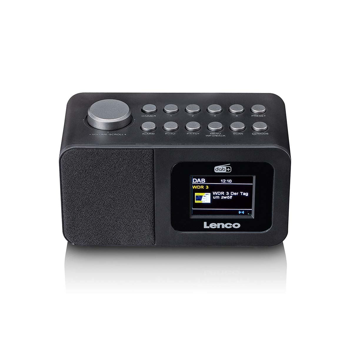 Lenco DAB+/FM Radio Alarm Clock with LCD Colour display, Sleep timer, and Dual Alarm function - Black