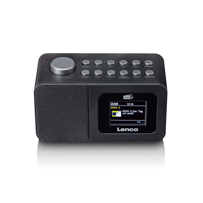 Lenco DAB+/FM Radio Alarm Clock with LCD Colour display, Sleep timer, and Dual Alarm function - Black