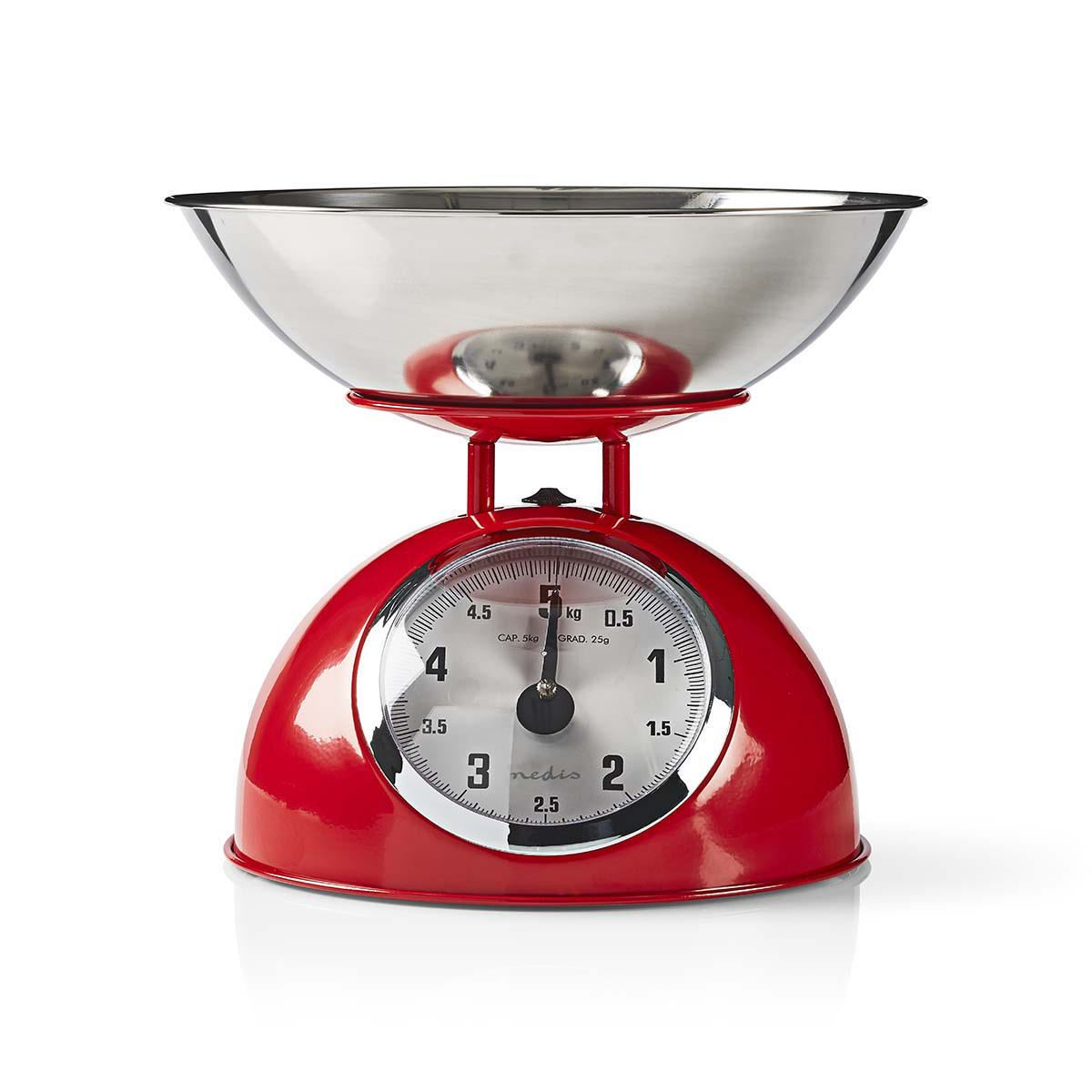 Nedis Kitchen Scales | Analog | Stainless Steel | Removable Bowl | Red