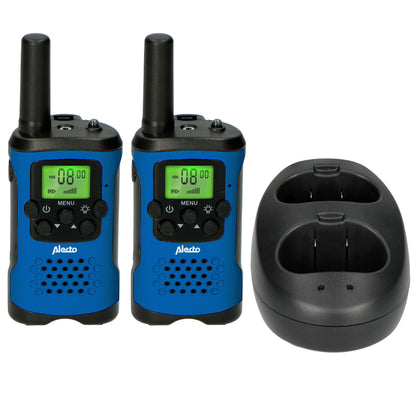 Alecto Walkie-Talkie Set | 2 Handsets | Up to 7 km | Frequency channels: 8 | VOX | up to 3 Hours | Black / Blue