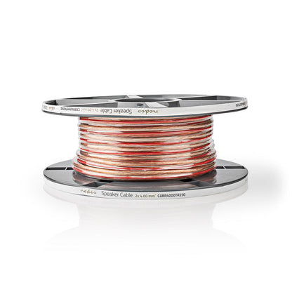 Nedis Speaker Cable | 2 x 4.00 mm² | Copper | 25.0 m | Round | PVC | Transparent | Reel