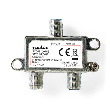 Nedis Satellite Combiner | 5-862 MHz | 950-2400 MHz | 75 Ohm | Power pass | Zinc | Silver