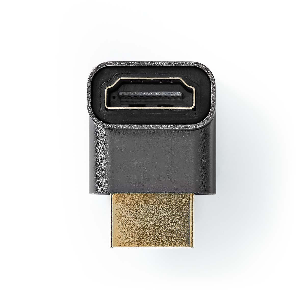 Nedis HDMI™ Adapter | HDMI™ Connector / HDMI™ Male | HDMI™ Output | Gold Plated | Angled 270° | Aluminium | Gun Metal Grey | 1 pcs | Cover Window Box