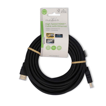 Nedis High Speed HDMI™ Cable with Ethernet | HDMI™ Connector | HDMI™ Connector | 4K@30Hz | ARC | 10.2 Gbps | 7.50 m | Round | PVC | Black | Label | 12.349.335