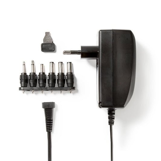 Nedis Universal EU AC Power Adapter | 27 W | 3 - 12 V DC | 1.80 m | 2.25 A | 6 plug(s) | Black