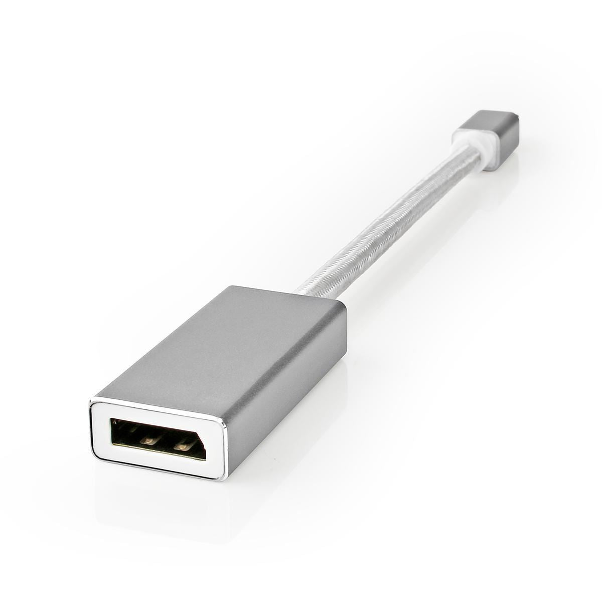Nedis Mini DisplayPort Cable | DisplayPort 1.2 | Mini DisplayPort Male | DisplayPort Female | 21.6 Gbps | Gold Plated | 0.20 m | Round | Braided | Silver | Cover Window Box