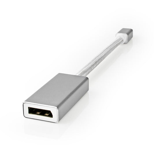 Nedis Mini DisplayPort Cable | DisplayPort 1.2 | Mini DisplayPort Male | DisplayPort Female | 21.6 Gbps | Gold Plated | 0.20 m | Round | Braided | Silver | Cover Window Box
