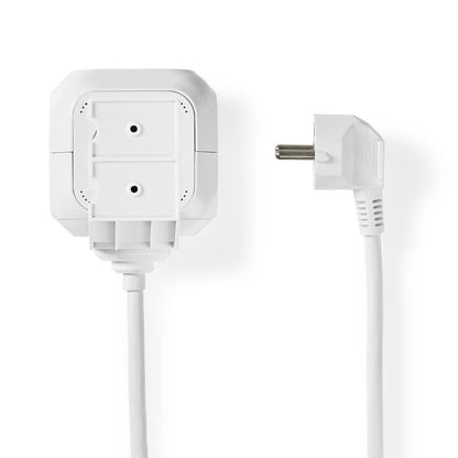 Nedis Extension Socket | Type F (CEE 7/7) | 4-Way | 1.50 m | 3680 W | 16 A | Kind of grounding: Side Contacts | 230 V AC 50/60 Hz | Socket angle: 90 ° | H05VV-F 3G1.5mm² | White
