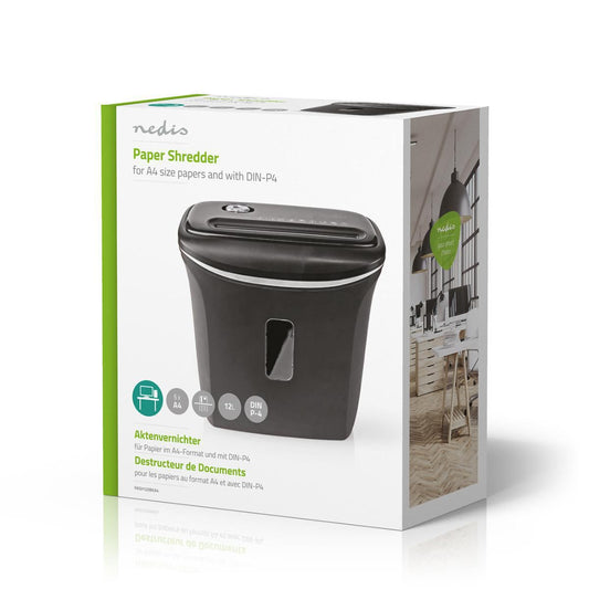 Nedis Paper Shredder | Cross Cut | 6x A4 pages | 12 l | Safety standard: DIN 4 | 300 W | Black