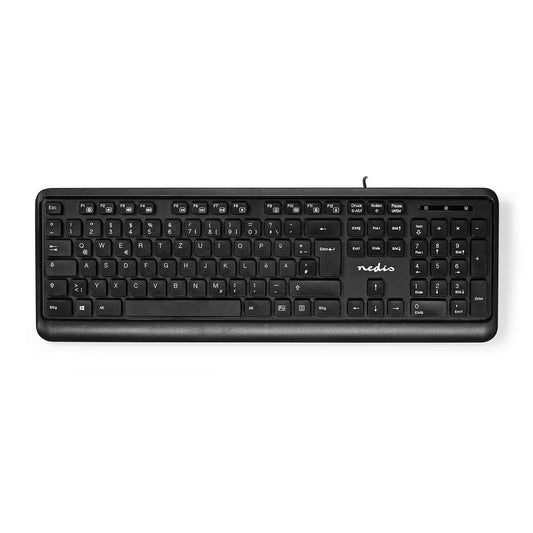 Nedis Wired Keyboard | USB-A | Multimedia | QWERTZ | DE Layout | Numeric keypad