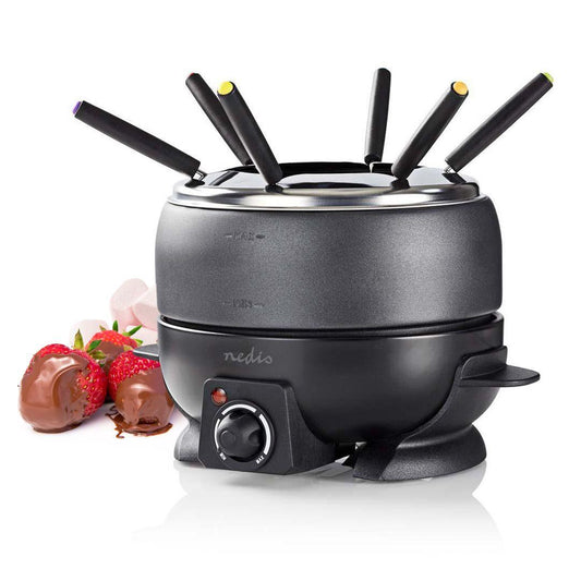 Nedis 2.3L Electric Fondue Set with 6 Forks and Adjustable Temperature