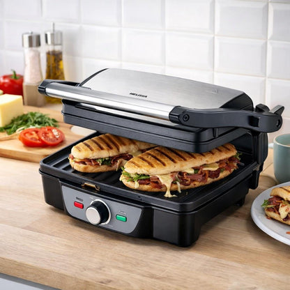 MELISSA 16240108 Contact Panini / Table Grill | 1600 W | 28 x 17 cm | Adjustable temperature control | Plastic / Stainless Steel