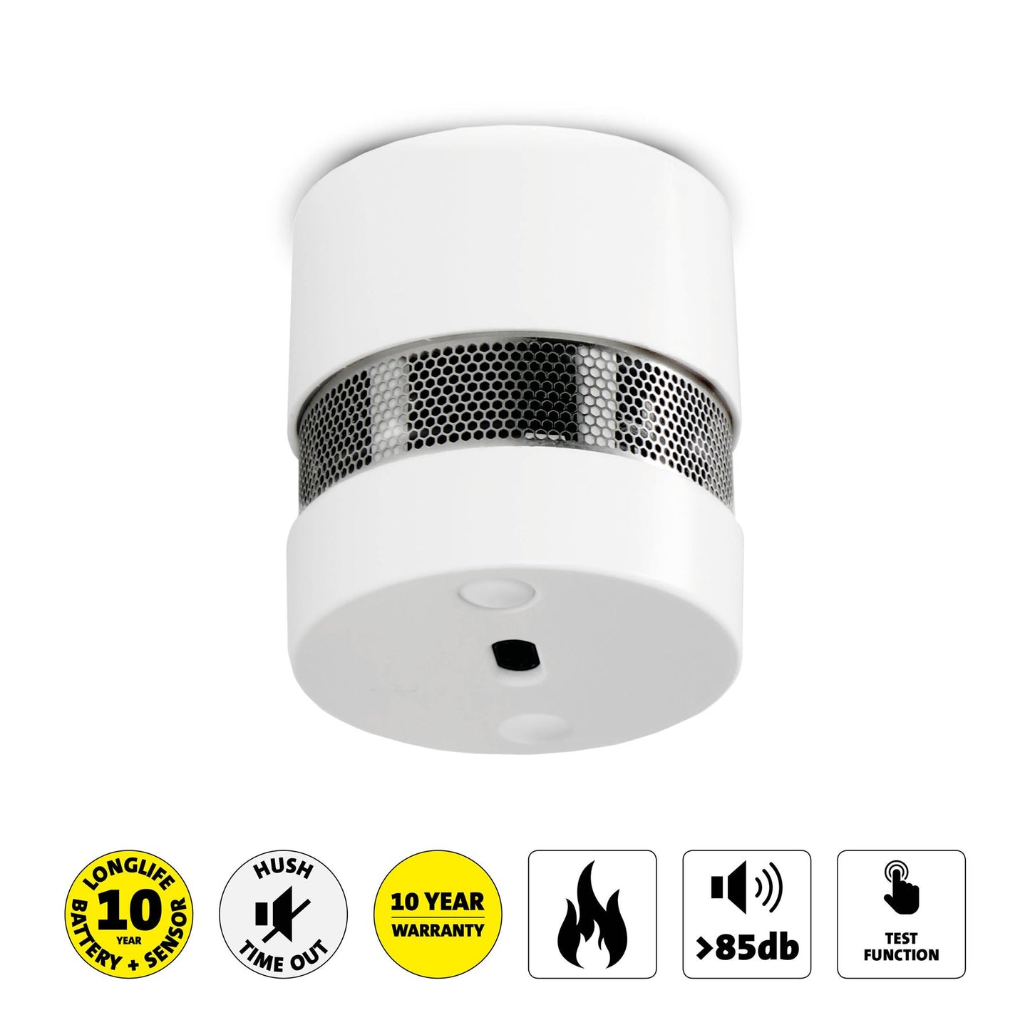 Alecto SD1020 Mini Smoke detector with Runtime Sensor | >85 dB | 10 Year Battery Included | EN14604:2005/AC:2008 | White