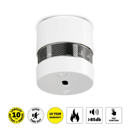 Alecto SD1020 Mini Smoke detector with Runtime Sensor | >85 dB | 10 Year Battery Included | EN14604:2005/AC:2008 | White