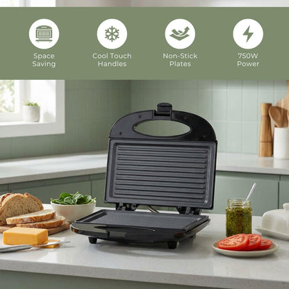 MELISSA Sandwich Maker with Grill Plate | 750 Watt  | Black