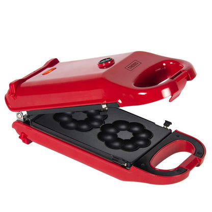Trebs 6-in-1 Snack Maker | Waffles, Doughnuts, Cake pops, Madeleine biscuits, Waffle Bowls, Mini cakes | 700W | Red