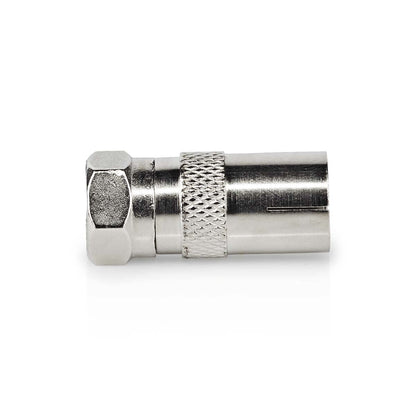 Nedis Satellite & Antenna Adapter | F Male | IEC (Coax) Female | Nickel Plated | 75 Ohm | Straight | Metal | Silver | 1 pcs | Box