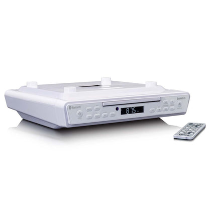 Lenco Kitchen Clock Radio with CD Bluetooth and Remote Control  - White