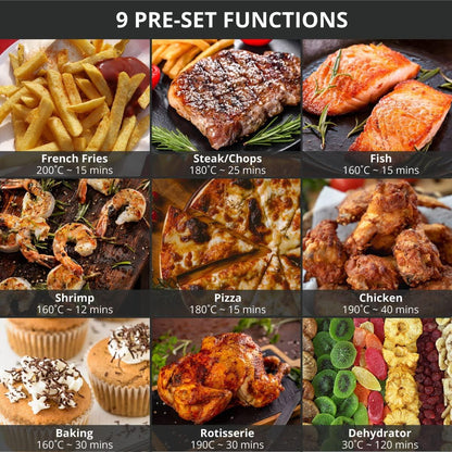 Nedis Hot Air Fryer | 12 l | Timer: 60 min | Number of preset programs: 9 | Digital | Black