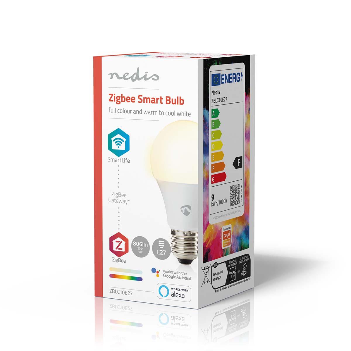 Nedis SmartLife Full Colour LED Bulb | Zigbee 3.0 | E27 | 806 lm | 9 W | RGB / Warm to Cool White | 2200 - 6500 K | Android™ / IOS | Bulb | 1 pcs