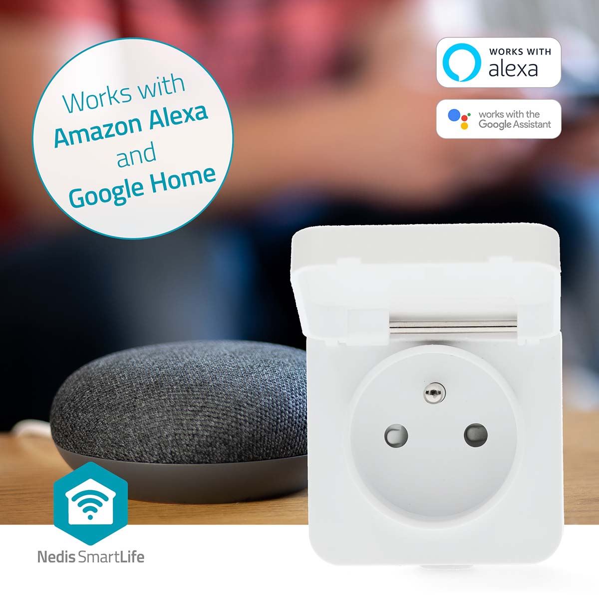 Nedis SmartLife Smart Plug | Wi-Fi | IP44 | Power meter | 3680 W | Schuko Type E (CEE 7/6) | -25 - 55 °C | Android™ / IOS | Grey / White | 1 pcs