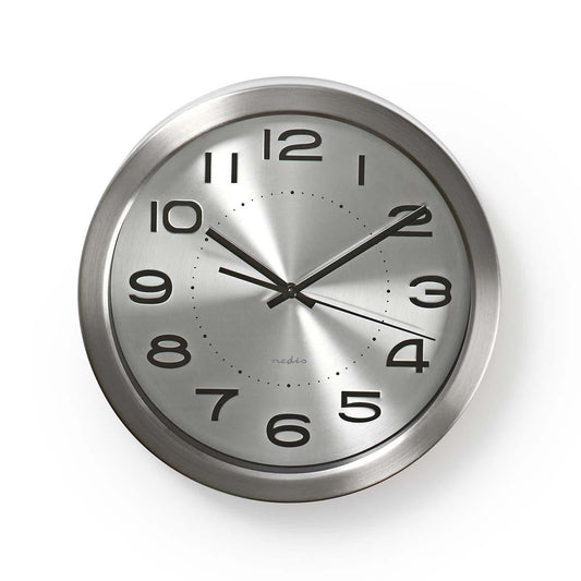 Nedis Wall Clock | Diameter: 300 mm | Stainless Steel | Silver